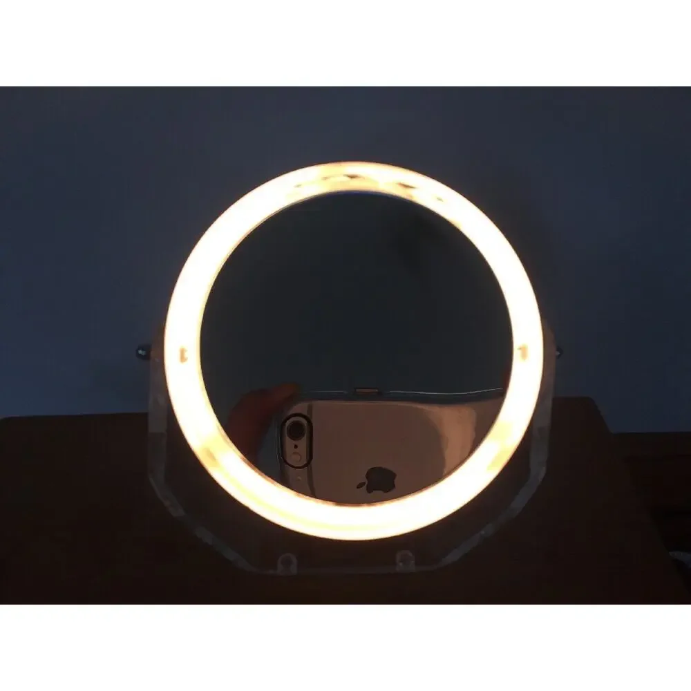 Vtg Disco Chrome Acrylic Lighted Eye Ball Light Magnifying Vanity Make Up Mirror